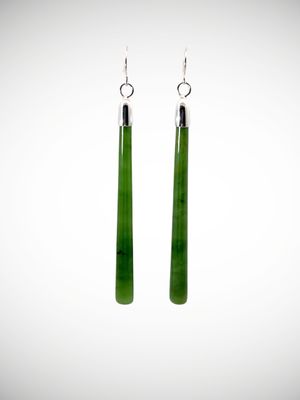 Moko Pounamu NZ Kahurangi Greenstone & Sterling Silver Earrings - Waihora