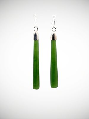 Moko Pounamu NZ Kahurangi Greenstone & Sterling Silver Earrings - Paetai