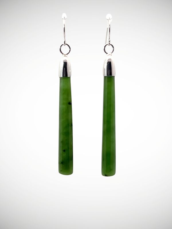 Moko Pounamu NZ Kahurangi Greenstone & Sterling Silver Earrings - Waiheke