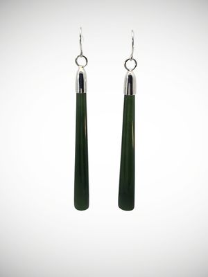 Moko Pounamu NZ Kawakawa & Sterling Silver Earrings - Whakaari