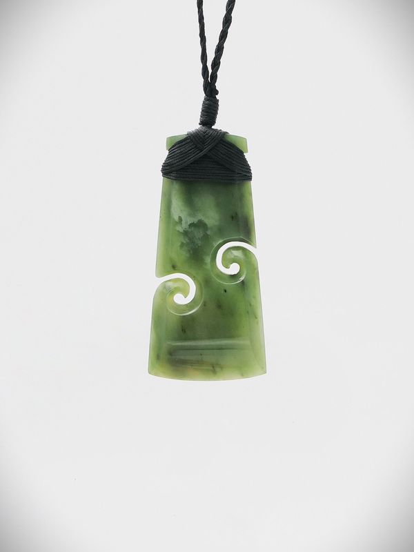 Moko Pounamu Koru Toki NZ Genuine Kawakawa Greenstone - Awanui