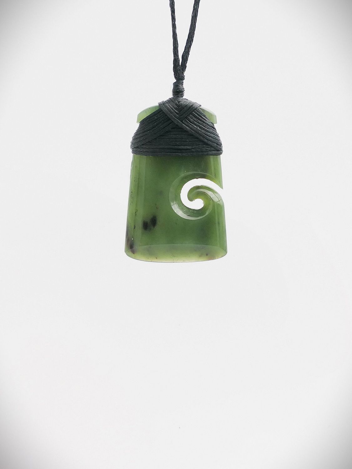 Moko Pounamu Koru Toki NZ Genuine Kawakawa Greenstone - Iwitea