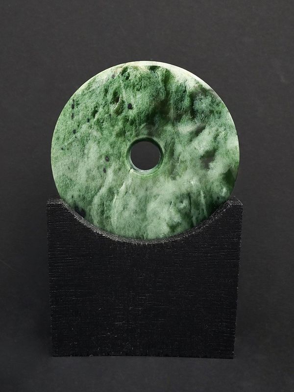 Moko Pounamu Porohita (Disc) Sculpture NZ Genuine Marsden Flower Greenstone - Nehru