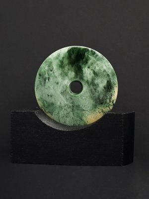 Moko Pounamu Porohita (Disc) Sculpture NZ Genuine Marsden Flower Greenstone - Punakaiki