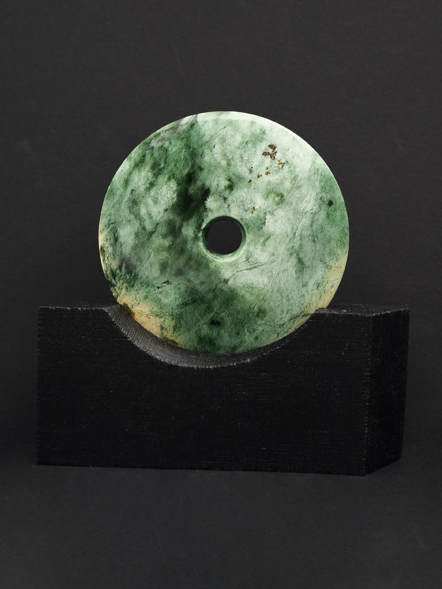 Moko Pounamu Porohita (Disc) Sculpture NZ Genuine Marsden Flower Greenstone - Punakaiki