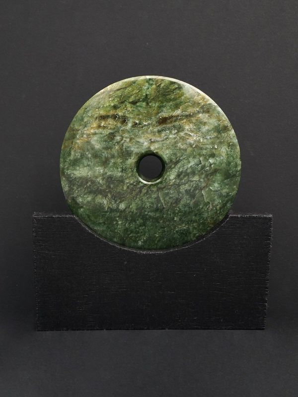 Moko Pounamu Porohita (Disc) Sculpture NZ Genuine Raukaraka  Greenstone - Horotiu