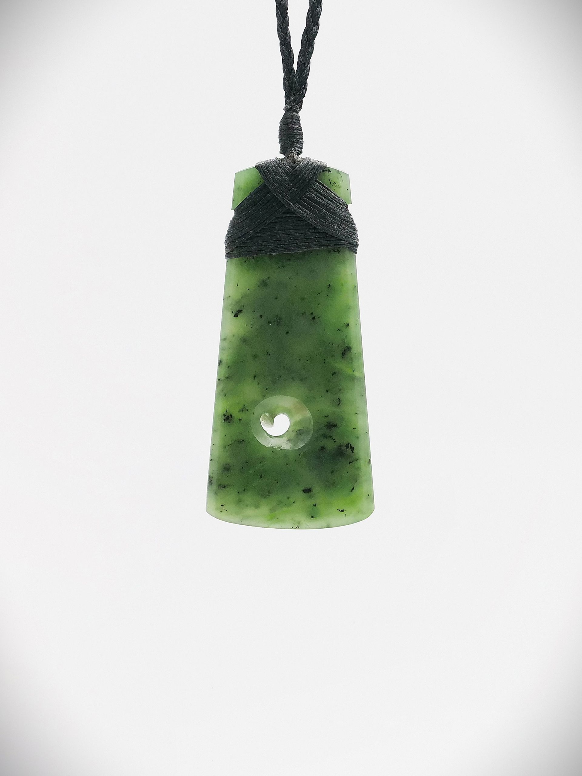 Moko Pounamu Toki with Koru NZ Genuine Kawakawa Greenstone - Maupuia