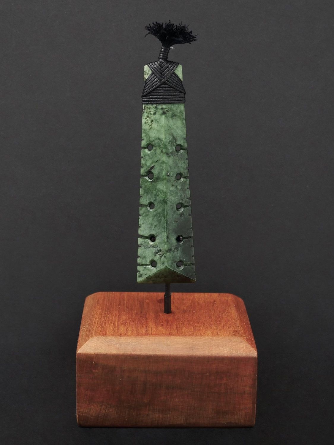 Moko Pounamu Notched Toki NZ Genuine Kawakawa Flower Greenstone - Porootarao