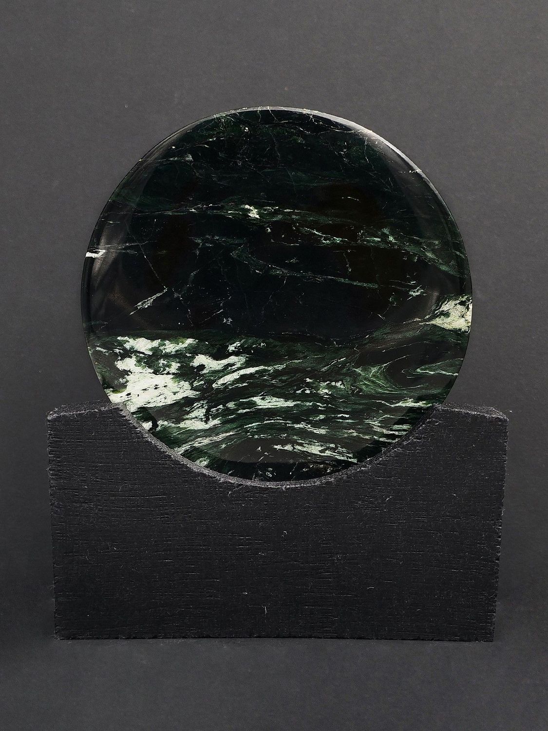 Moko Pounamu Porohita (Disc) Sculpture NZ Genuine Tangiwai Greenstone - Atiamuri