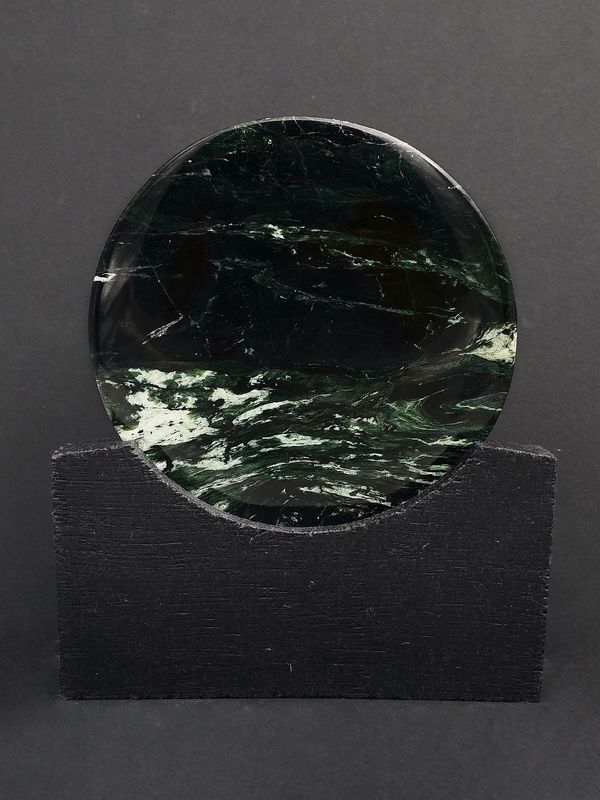 Moko Pounamu Porohita (Disc) Sculpture NZ Genuine Tangiwai Greenstone - Atiamuri