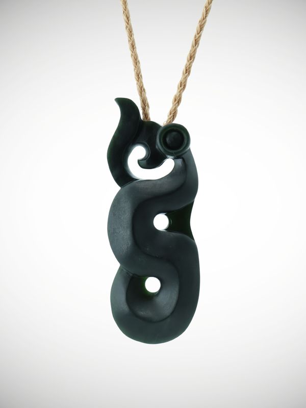 Moko Pounamu Manaia NZ Genuine Kawakawa Greenstone - Tikotatahi