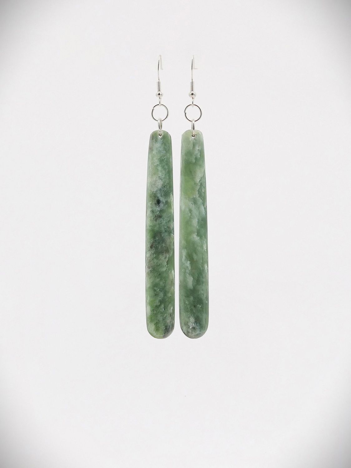 Moko Pounamu NZ Genuine Kahotea Greenstone & Sterling Silver Earrings - Whakamaru