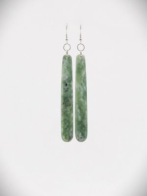 Moko Pounamu NZ Genuine Kahotea Greenstone & Sterling Silver Earrings - Whakamaru