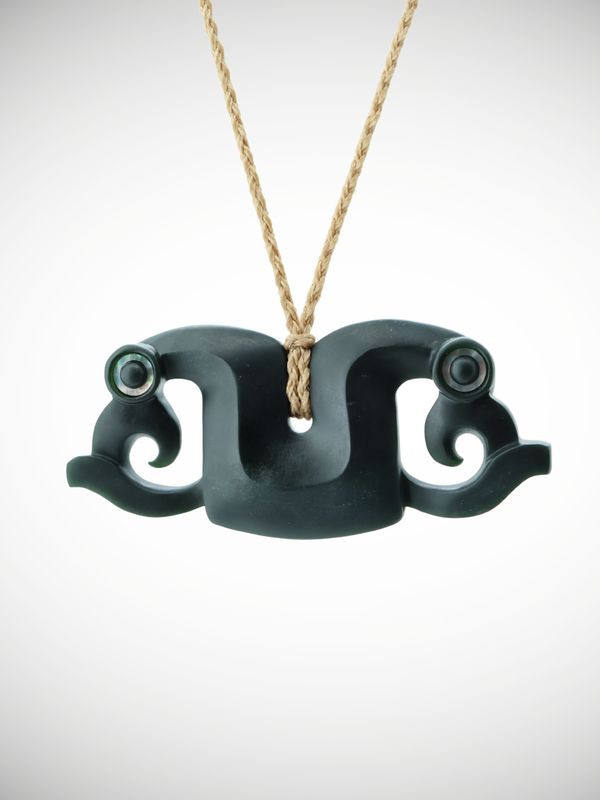 Moko Pounamu Peka Peka NZ Genuine Kawakawa Greenstone - Motunui