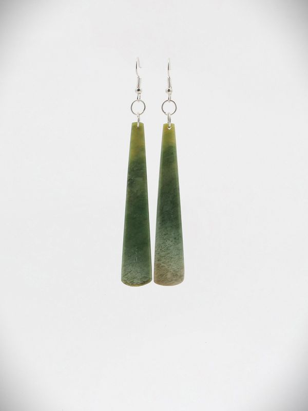 Moko Pounamu NZ Kawakawa Flower Greenstone & Sterling Silver Earrings - Murupara