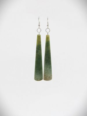 Moko Pounamu NZ Kawakawa Flower Greenstone & Sterling Silver Earrings - Murupara