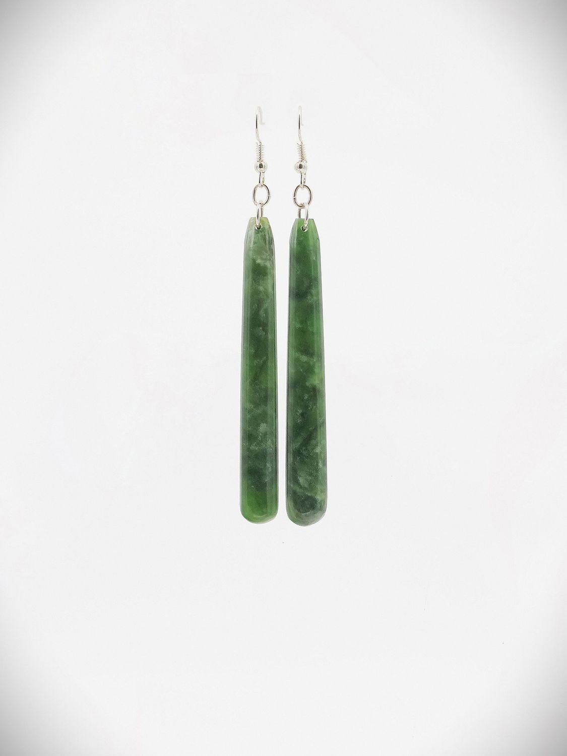 Moko Pounamu NZ Genuine Kahotea Greenstone & Sterling Silver Earrings - Tarawera