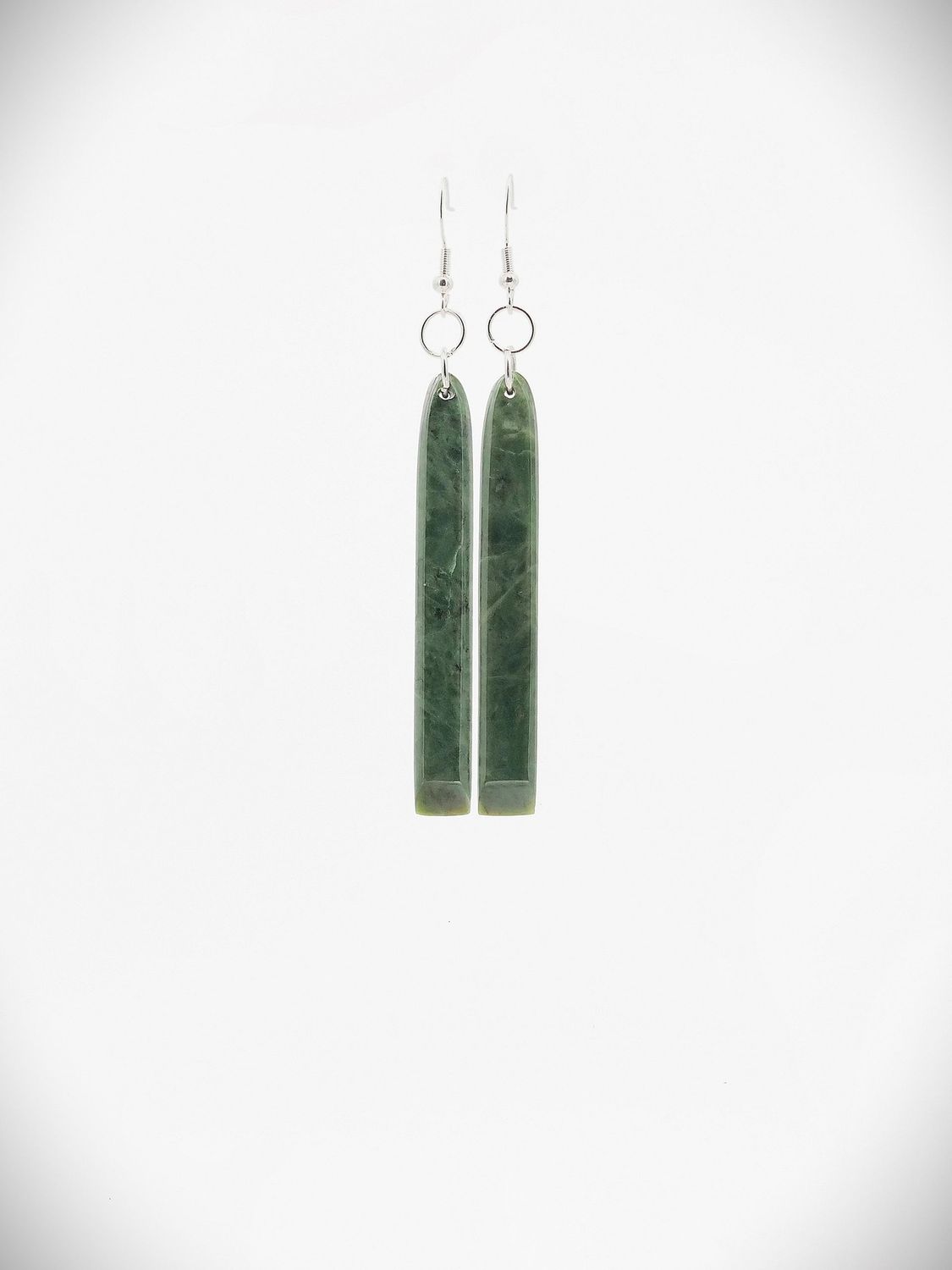 Moko Pounamu NZ Kawakawa Greenstone & Sterling Silver Earrings - Putere
