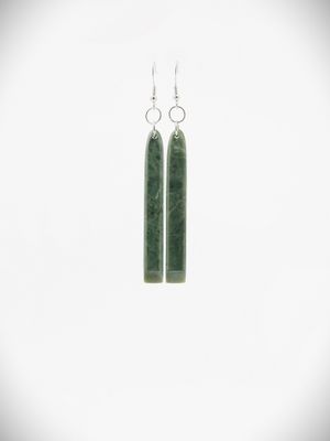 Moko Pounamu NZ Kawakawa Greenstone & Sterling Silver Earrings - Putere