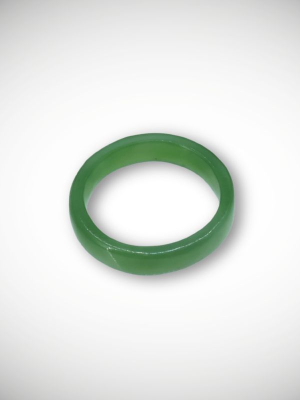 Moko Pounamu Flat Band Ring NZ Genuine Kahurangi Greenstone