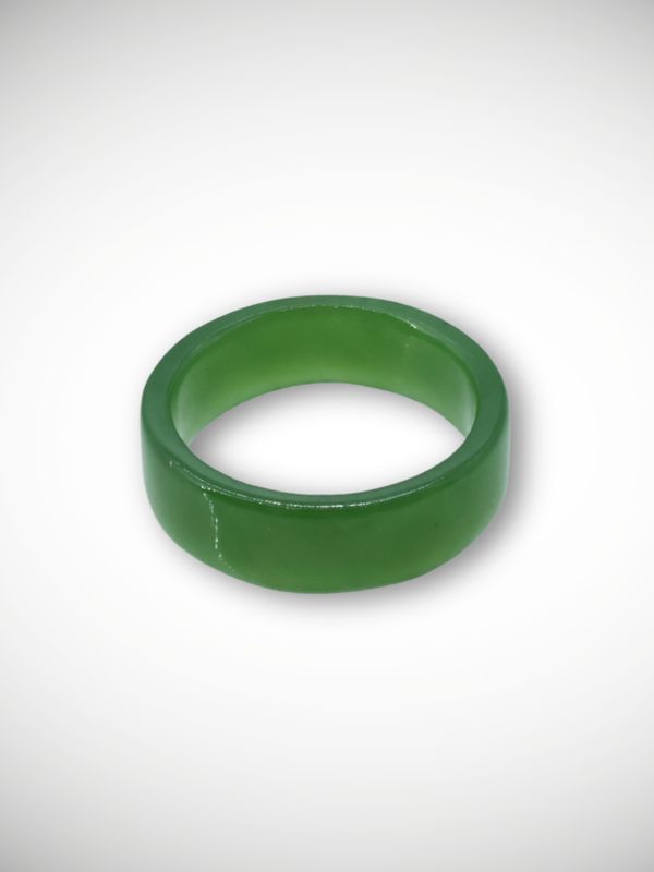 Moko Pounamu Flat Band Ring NZ Genuine Kahurangi Greenstone