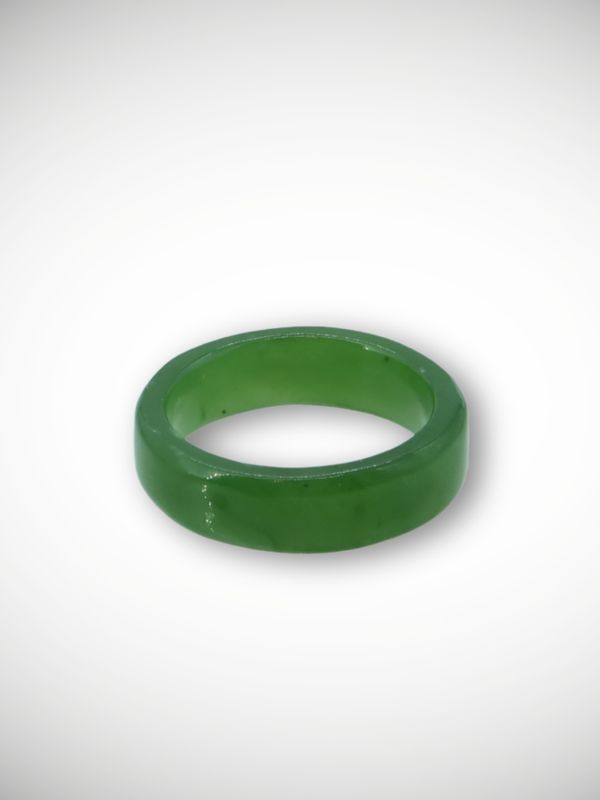 Moko Pounamu Flat Band Ring NZ Genuine Kahurangi Greenstone