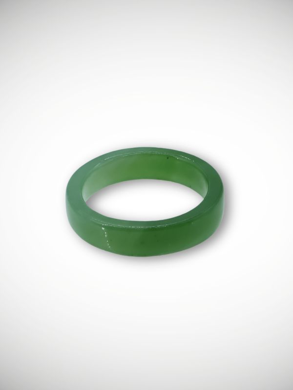 Moko Pounamu Flat Band Ring NZ Genuine Kahurangi Greenstone