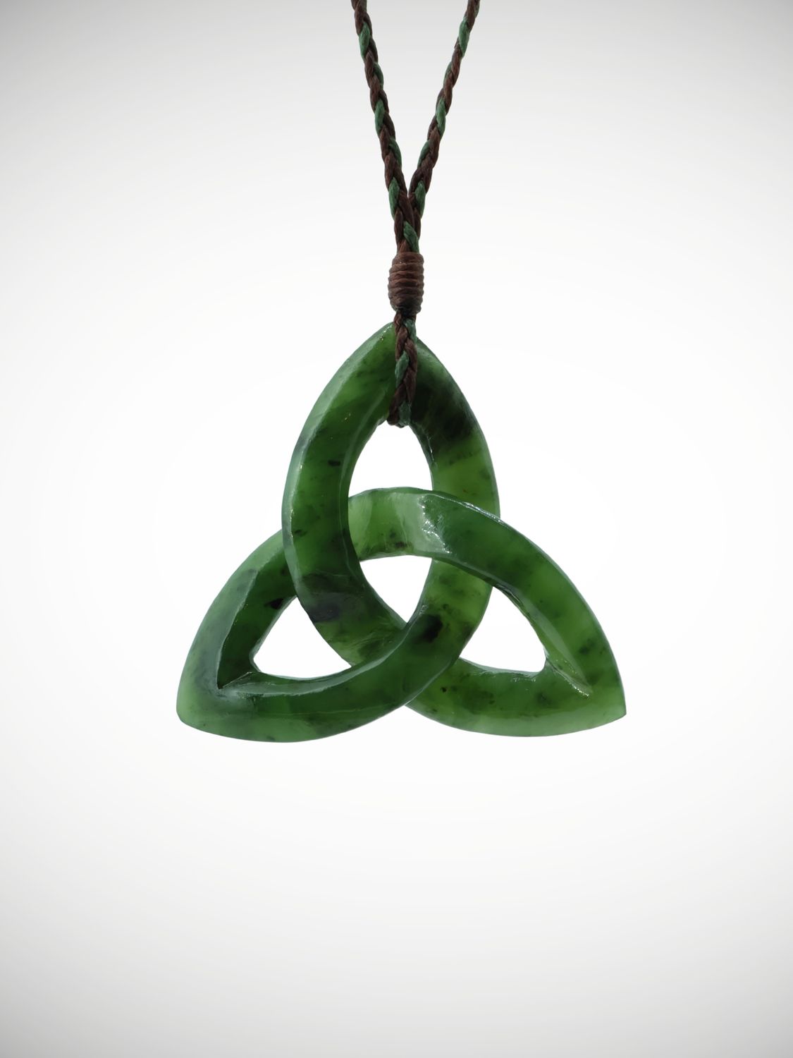 Moko Pounamu Triquetra Trinity Knot NZ Genuine Kahurangi Greenstone - Takamana