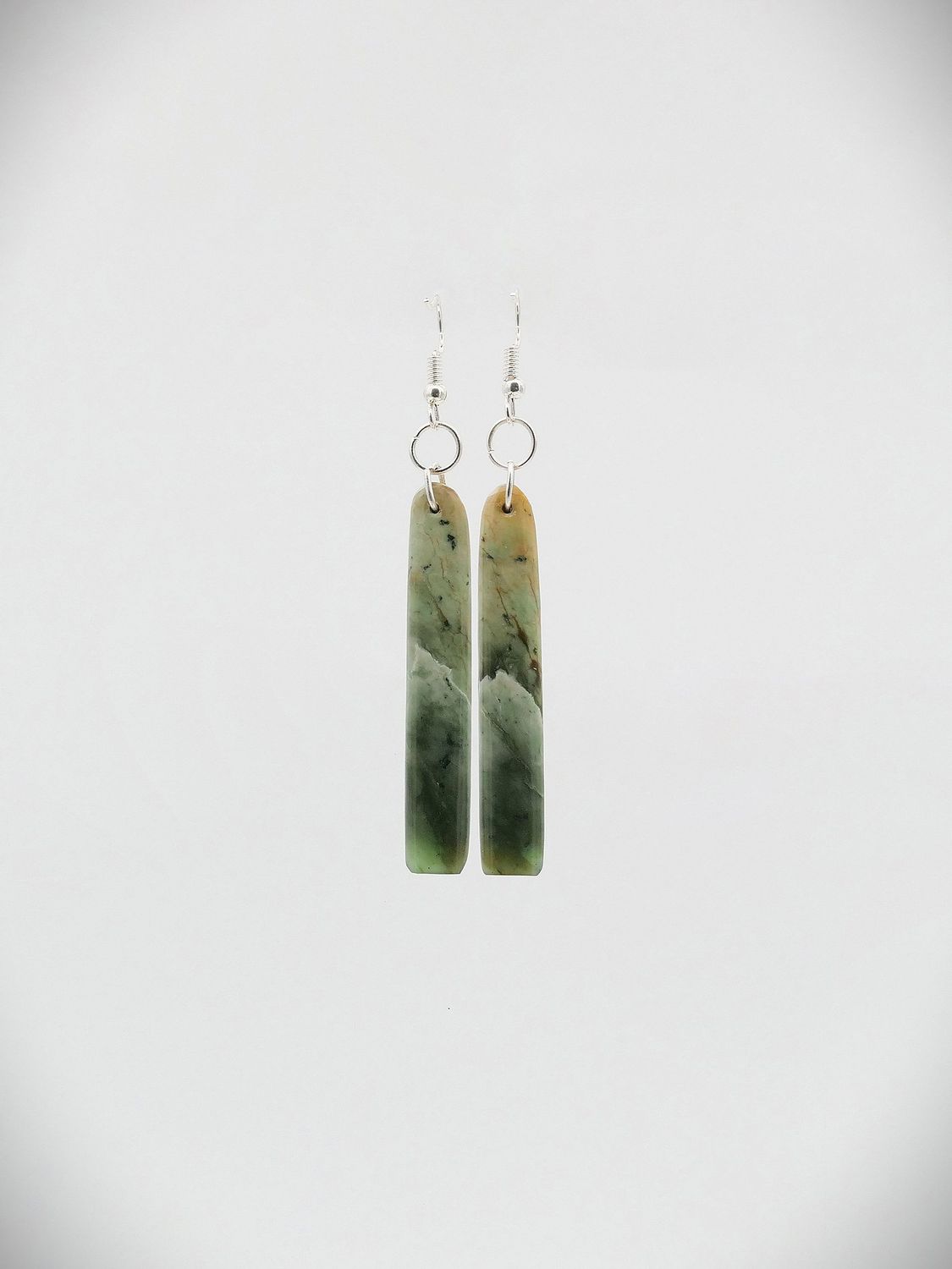 Moko Pounamu NZ Raukaraka Greenstone & Sterling Silver Earrings - Ruakituri