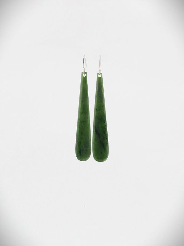 Moko Pounamu NZ Kawakawa Greenstone & Sterling Silver Earrings - Minginui