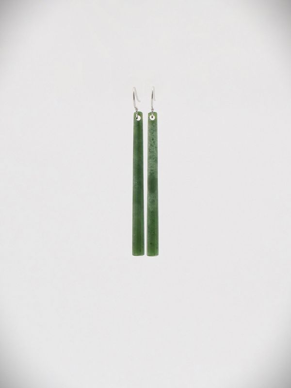 Moko Pounamu NZ Genuine Kahotea Greenstone & Sterling Silver Earrings - Ruatahuna