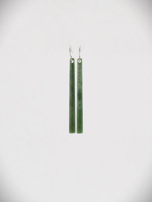 Moko Pounamu NZ Genuine Kahotea Greenstone & Sterling Silver Earrings - Ruatahuna