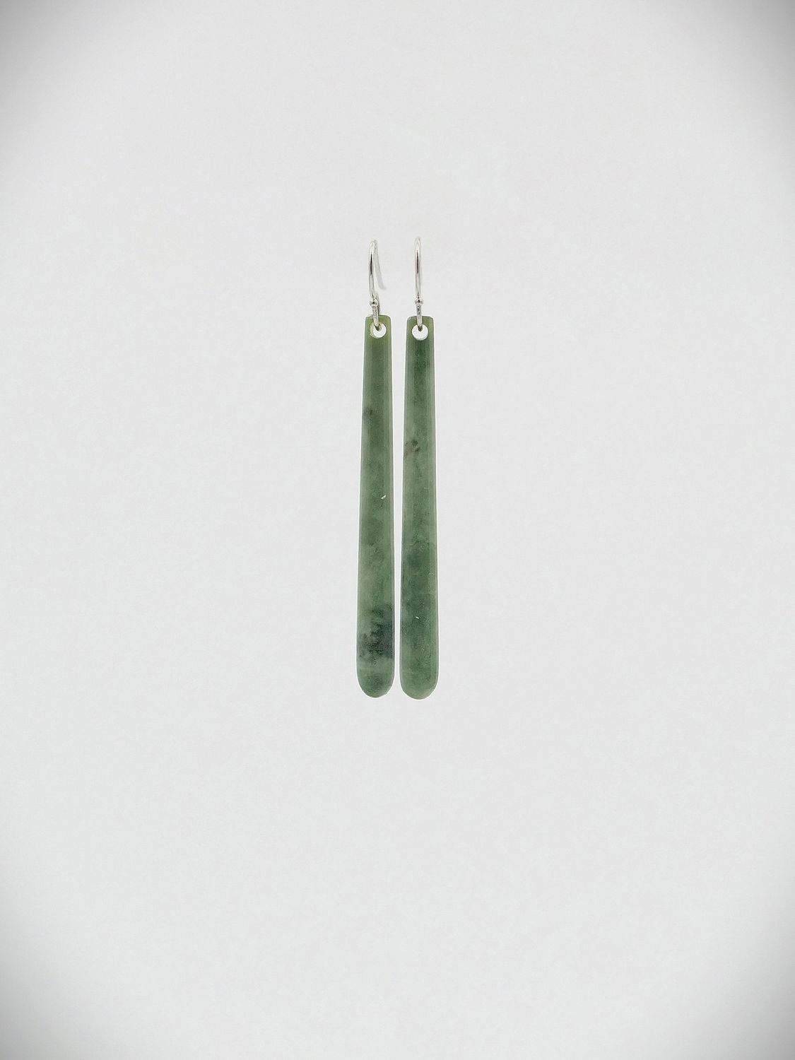 Moko Pounamu NZ Genuine Auhunga Greenstone & Sterling Silver Earrings - Whakaki