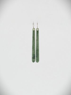 Moko Pounamu NZ Genuine Auhunga Greenstone & Sterling Silver Earrings - Whakaki