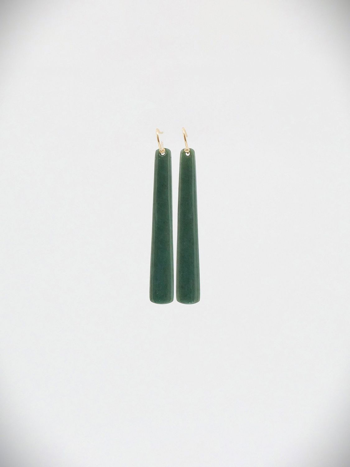 Moko Pounamu NZ Kawakawa Greenstone & 9ct Gold Earrings - Tiniroto