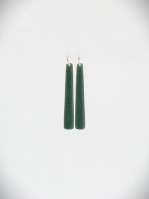 Moko Pounamu NZ Kawakawa Greenstone & 9ct Gold Earrings - Tiniroto