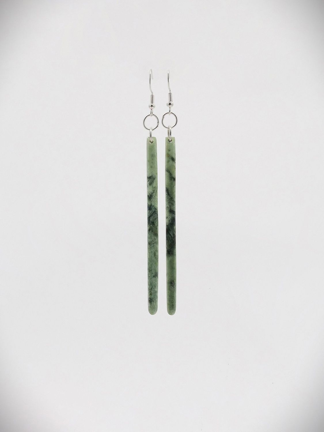 Moko Pounamu NZ Kokopu Greenstone & Sterling Silver Earrings - Nuhaka