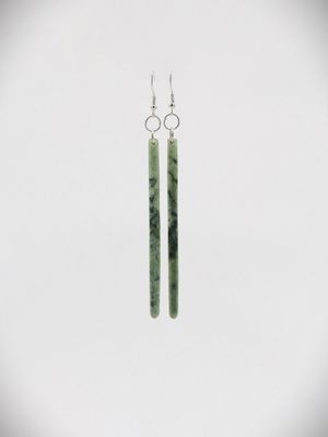 Moko Pounamu NZ Kokopu Greenstone & Sterling Silver Earrings - Nuhaka