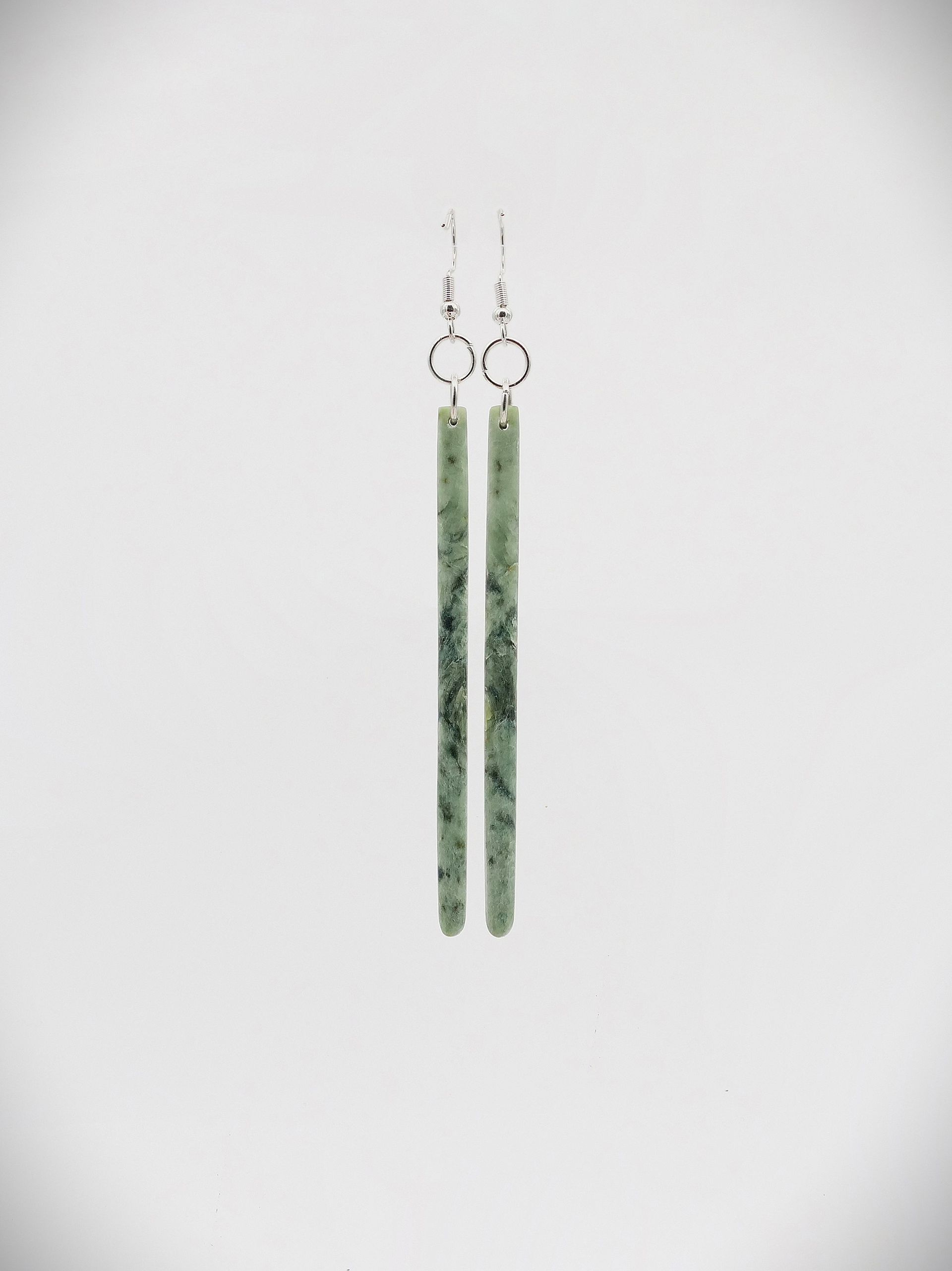 Moko Pounamu NZ Kokopu Greenstone & Sterling Silver Earrings - Nuhaka