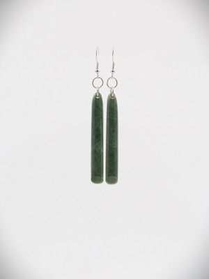 Moko Pounamu NZ Kawakawa Greenstone & Sterling Silver Earrings - Waingake