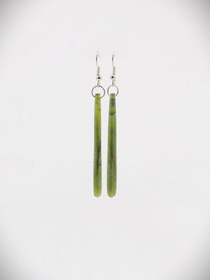 Moko Pounamu NZ Kawakawa Greenstone & Sterling Silver Earrings - Mohaka