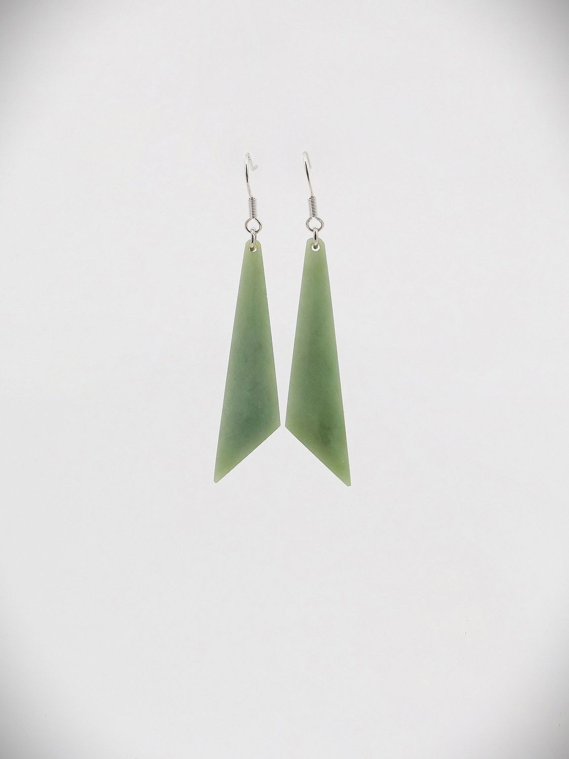 Moko Pounamu NZ Inanga Greenstone & Sterling Silver Earrings - Rehoreho