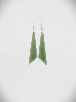 Moko Pounamu NZ Inanga Greenstone & Sterling Silver Earrings - Rehoreho