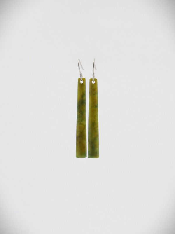 Moko Pounamu NZ Raukaraka Greenstone & Sterling Silver Earrings - Patoka