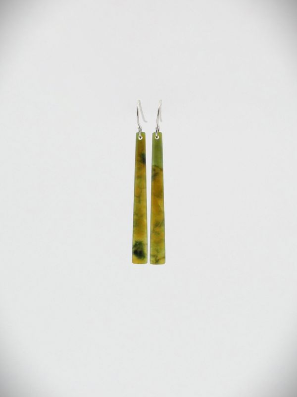 Moko Pounamu NZ Raukaraka Greenstone & Sterling Silver Earrings - Puketitiri