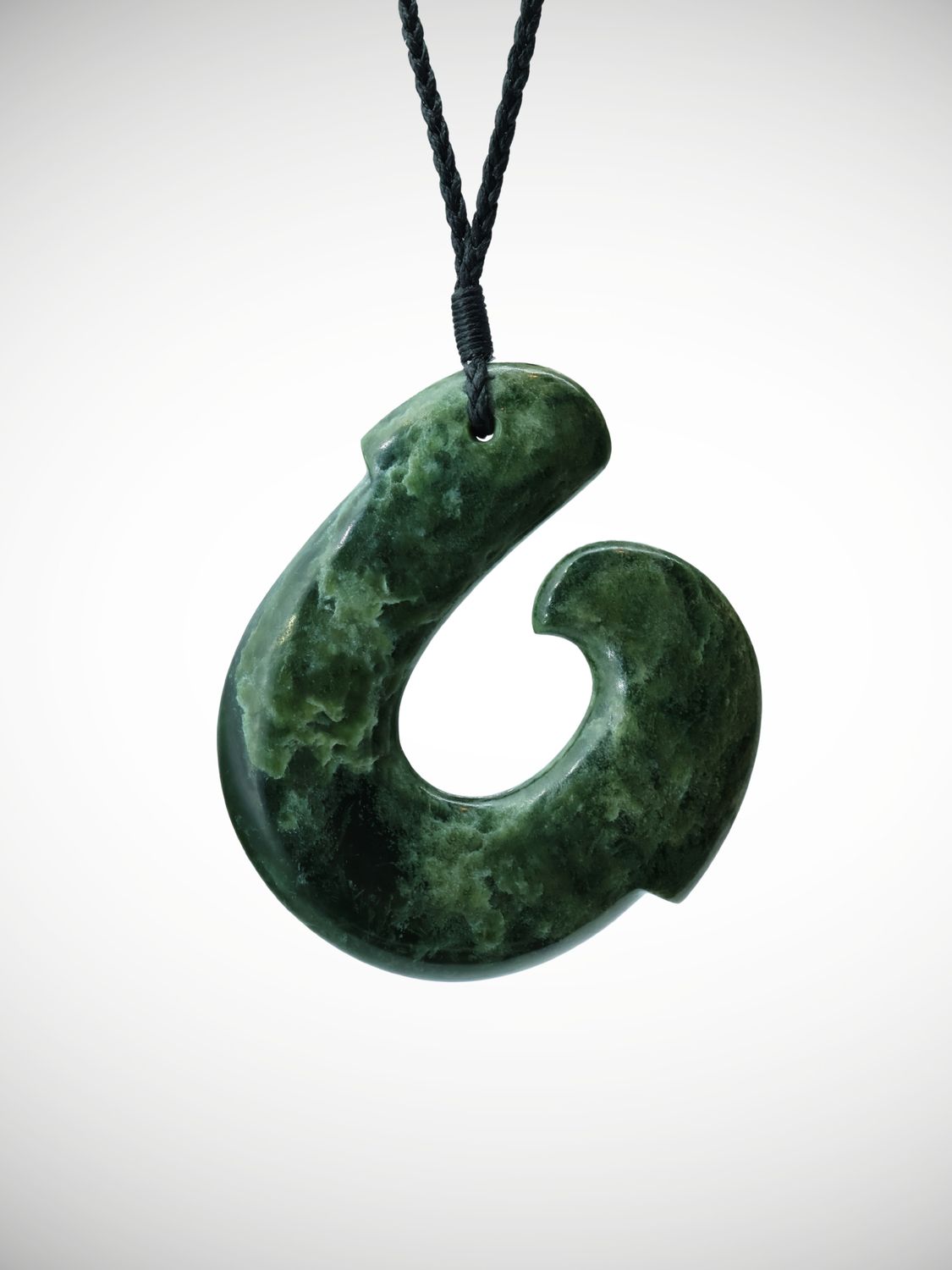 Moko Pounamu Hei Matau (Hook) NZ Genuine Kahotea Greenstone - Taumata