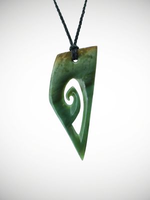 Moko Pounamu Koru NZ Genuine Inanga Flower Greenstone - Papapounamu