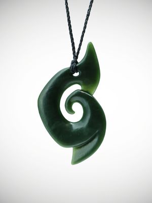 Moko Pounamu Koru NZ Genuine Kawakawa Greenstone - Tawhiriraupo