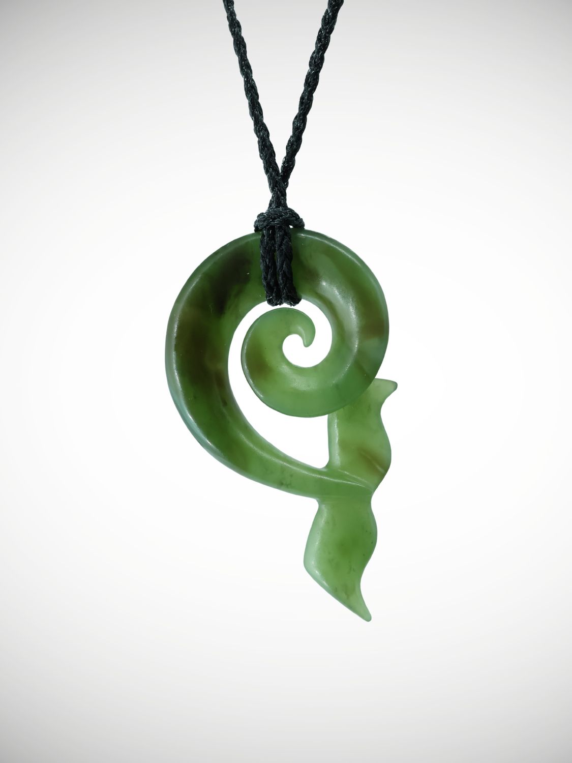 Moko Pounamu Whale Tail NZ Genuine Kahurangi Greenstone - Moepuku