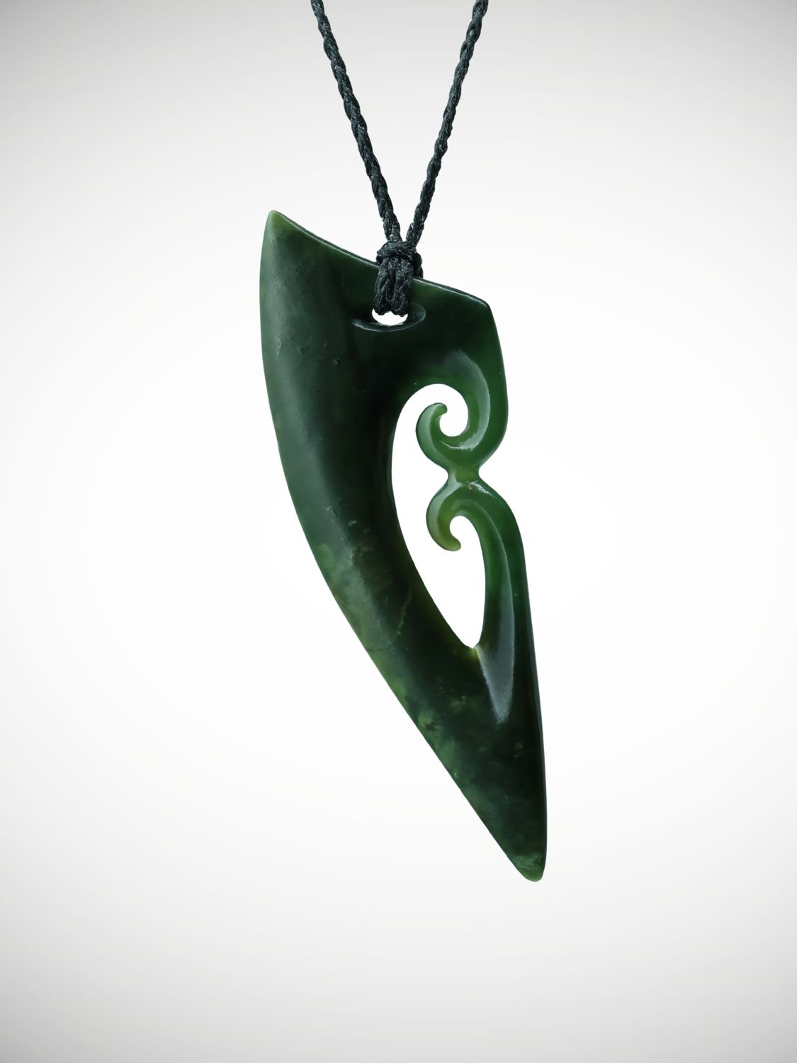 Moko Pounamu Double Koru NZ Genuine Kawakawa Greenstone - Tahito